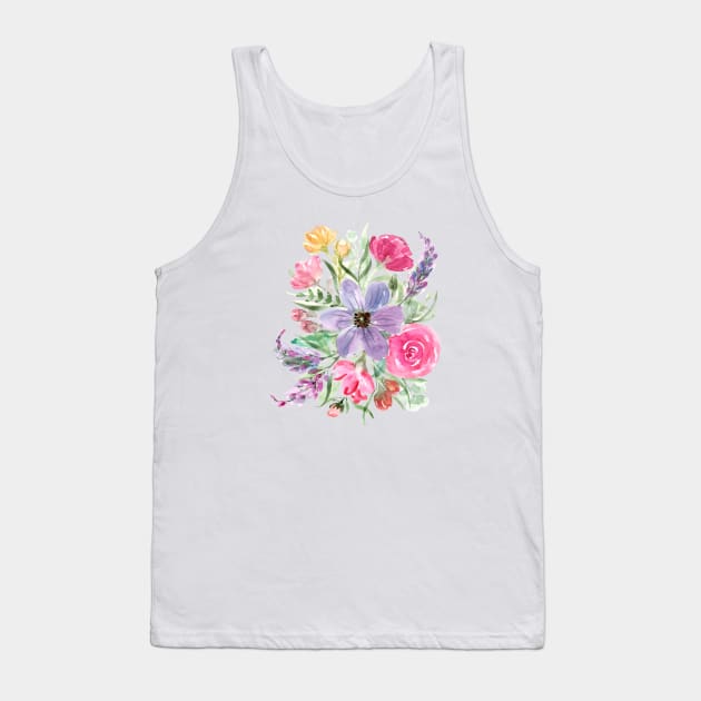 Fresh Loose Watercolor Florals Tank Top by Harpleydesign